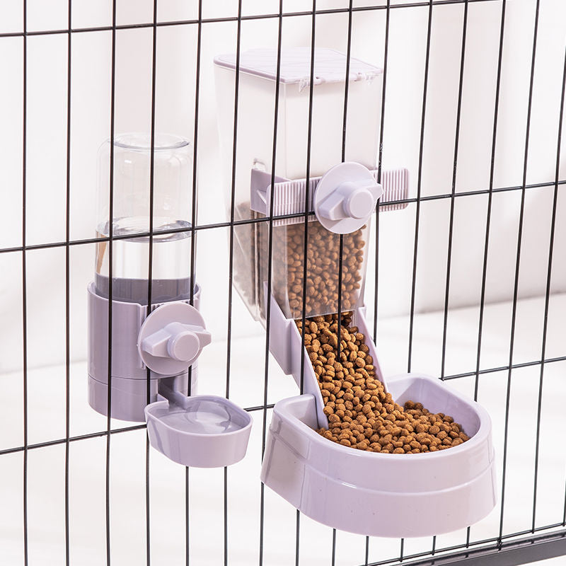 Hanging Pet Feeder and Water Dispenser Set, 500g Food and 500ml Water, Cage Mount