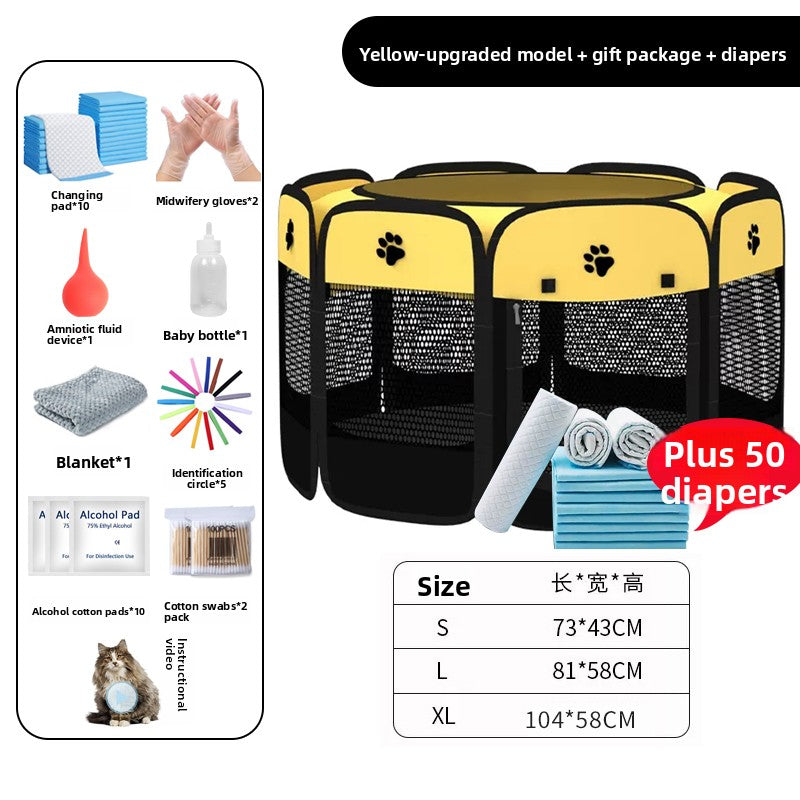 Grey enclosed pet whelping tent with removable pad, photo 43