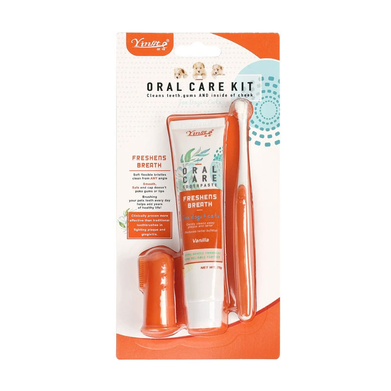 Pet Toothpaste and Ultra-Soft Toothbrush Set, Vanilla or Beef