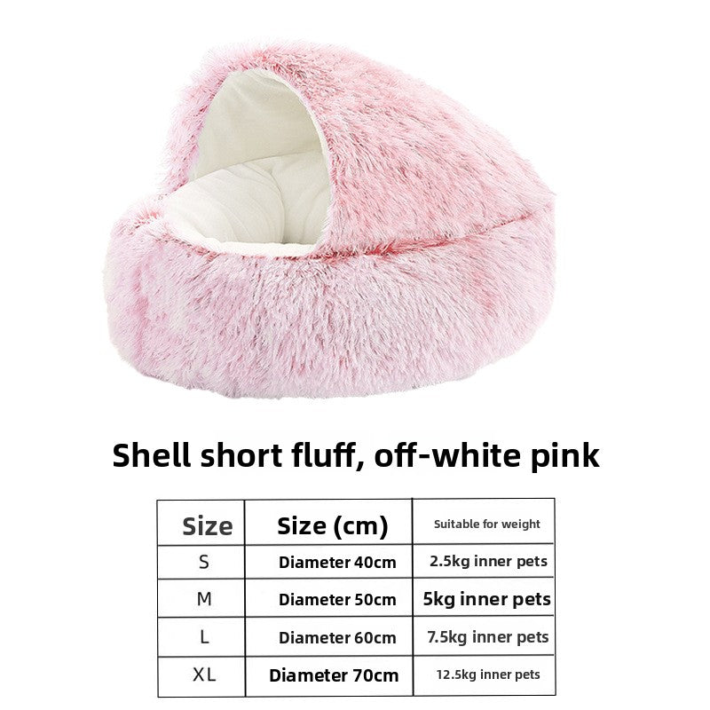 Soft plush pet house for cats, detail and texture view