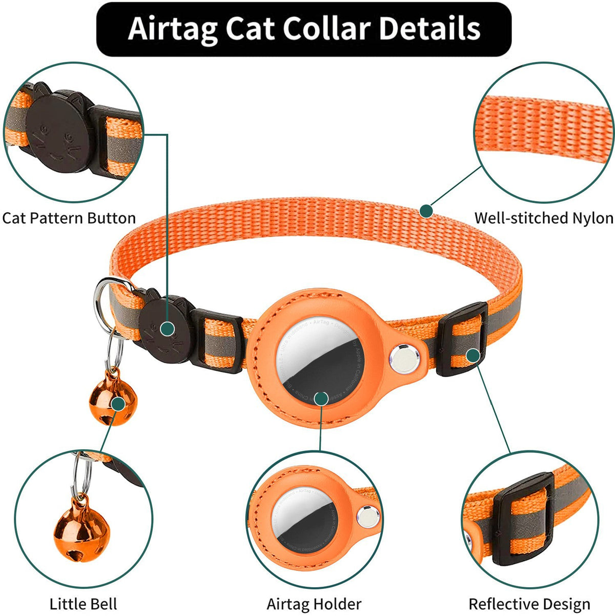 Reflective nylon dog tracking collar with locator, product image 3