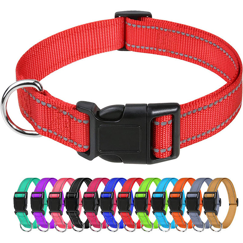 Reflective nylon dog collar, 5 sizes available from Pet Royale UK