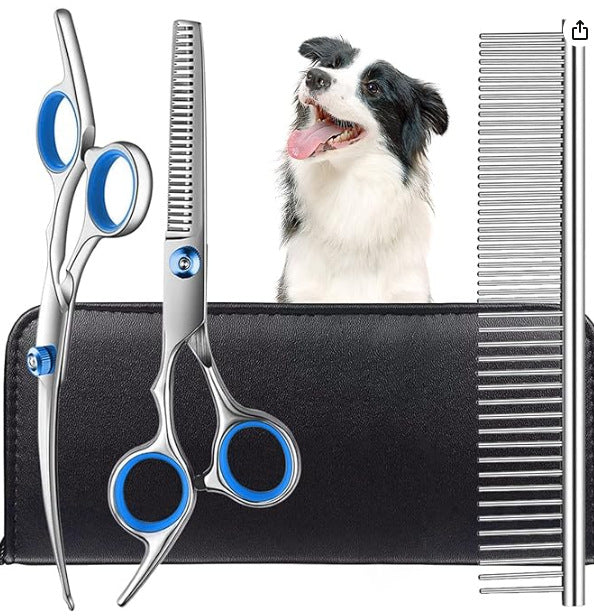 6 Inch Stainless Steel Dog Grooming Scissors, Straight and Curved