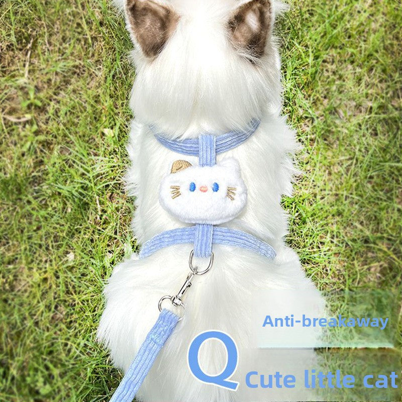 Kitten print cat harness and lead, close-up detail view