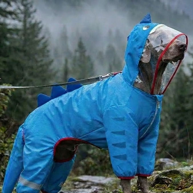 Four leg raincoats for large dogs in several styles