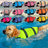 Dog life jacket swim vest with adjustable straps in floral print, view 2