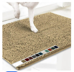 Absorbent chenille pet mat with non-slip base in grey, photo 9