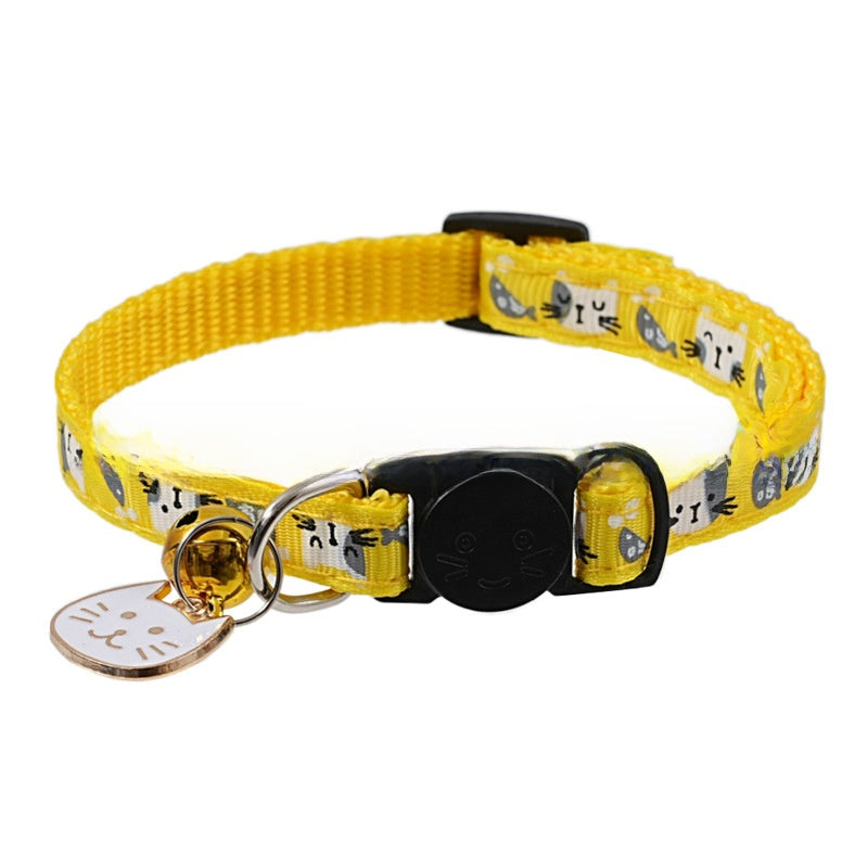 Adjustable cat collar with cute cat head charm and safety buckle, product image 2