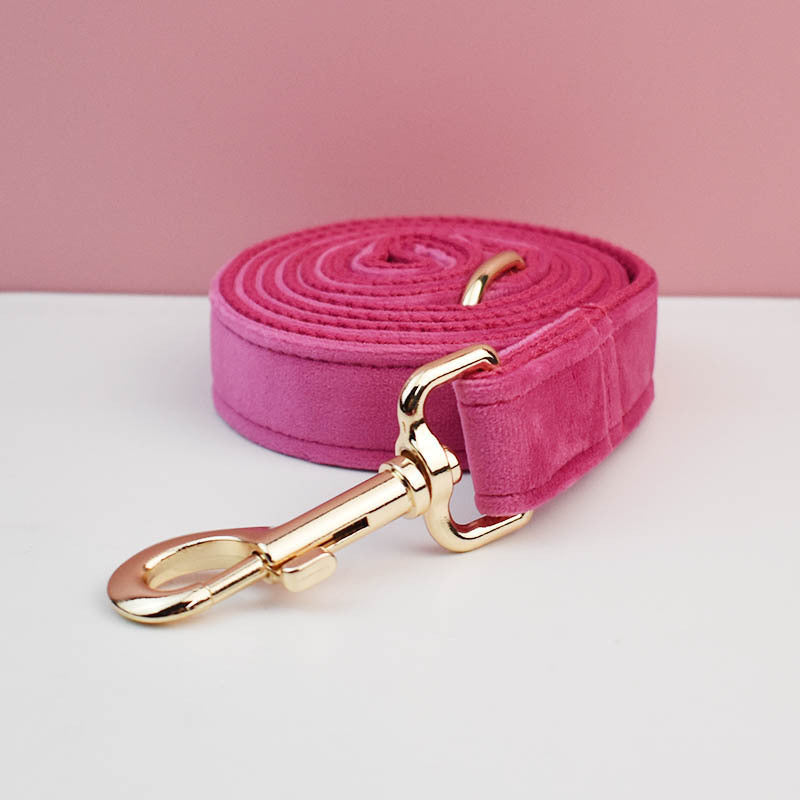 Rose red velvet dog collar and lead, available from Pet Royale UK