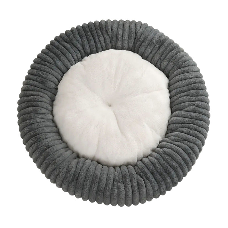 Plush faux rabbit fur pet nest bed for cats, photo from another angle