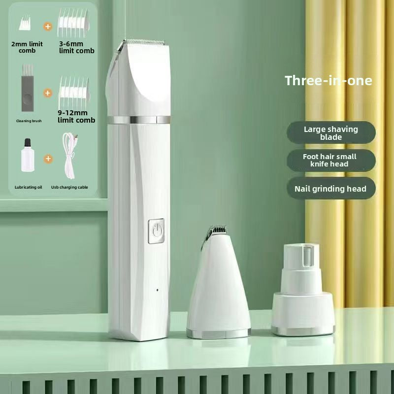 Compact Pet Hair Clipper with Interchangeable Blades, Quiet Trimmer