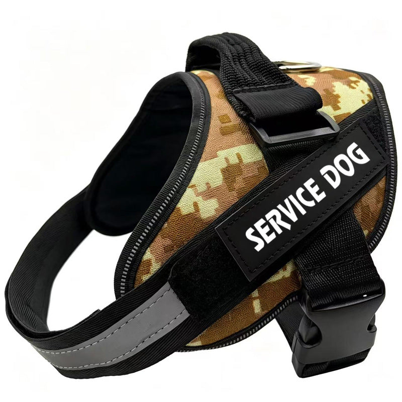 Reflective Oxford dog harness with hook and loop patch areas, 6 sizes available