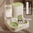 Cat Double Bowl Set with Water Dispenser, Ceramic or Steel