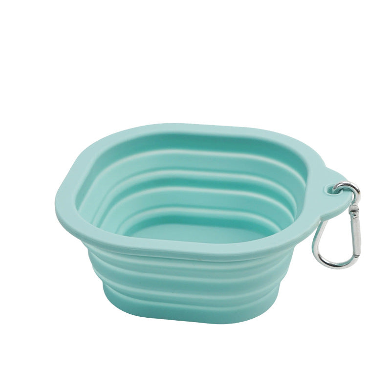 Outdoor Portable Folding Silicone Pet Bowl with Carabiner, 350ml and 650ml Sizes