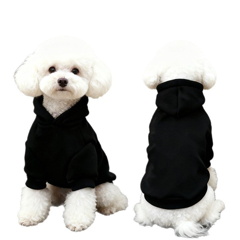 Hooded fleece sweatshirt for small dogs and cats, showing size and shape