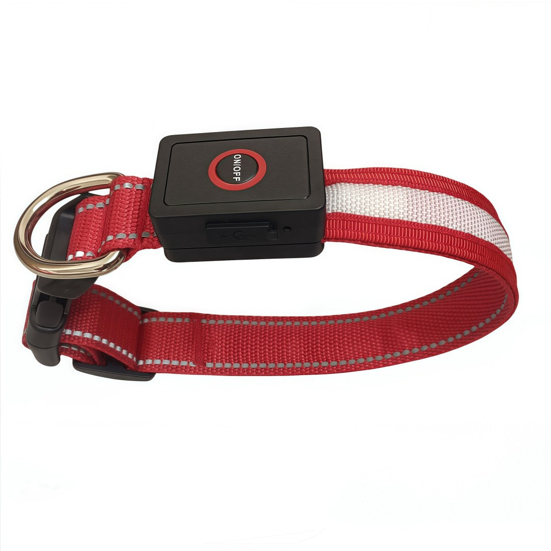 LED light up dog collar with breakaway buckle in Blue, side view