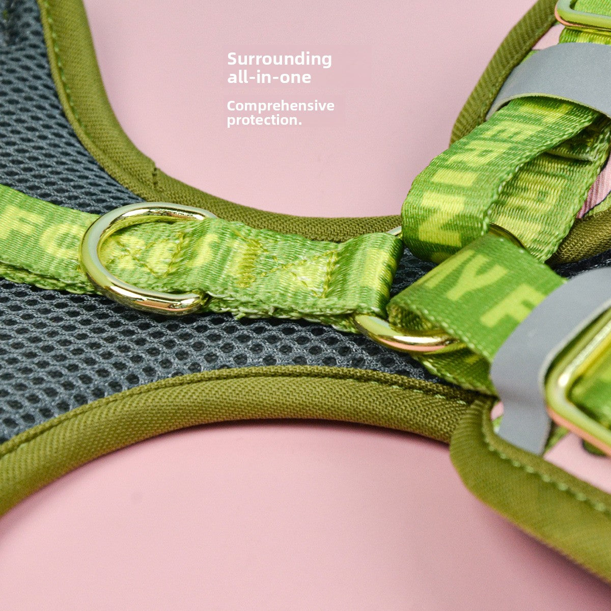 Patterned dog harness with ID tag in purple heart print, product image 4