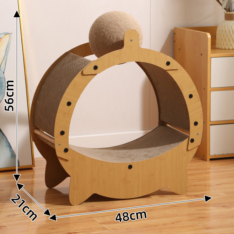 Corrugated cardboard cat scratcher rocking lounge with mat, photo 12 of 29