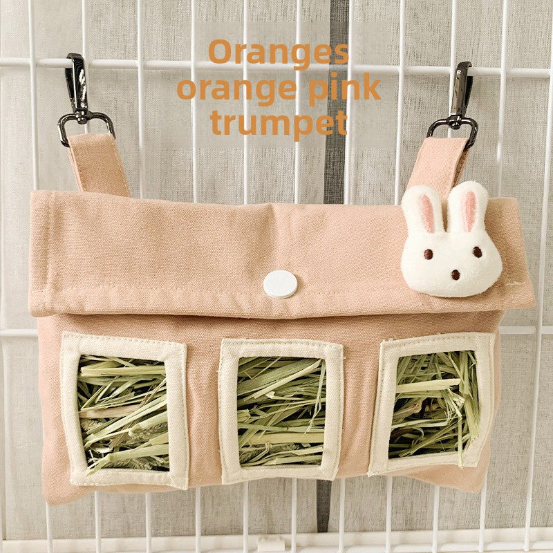 Hanging fabric hay feeder bag for rabbits and guinea pigs, view 12