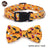 Halloween fabric dog collar with pumpkin print in Yellow Ghost, top view