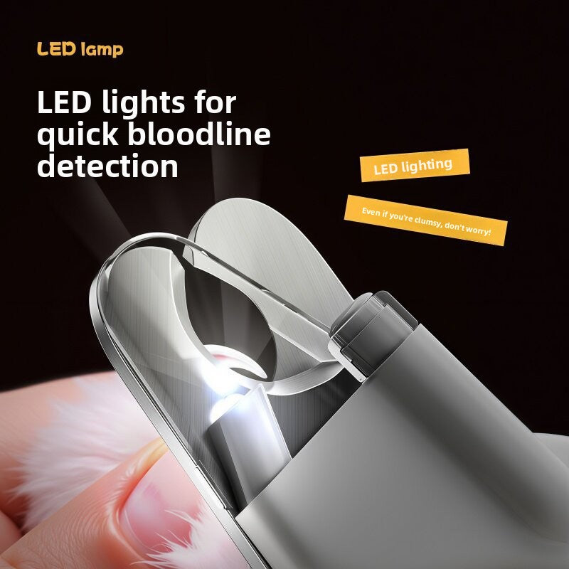 LED Pet Nail Clippers with Anti-Cut Blade and Ergonomic Grip