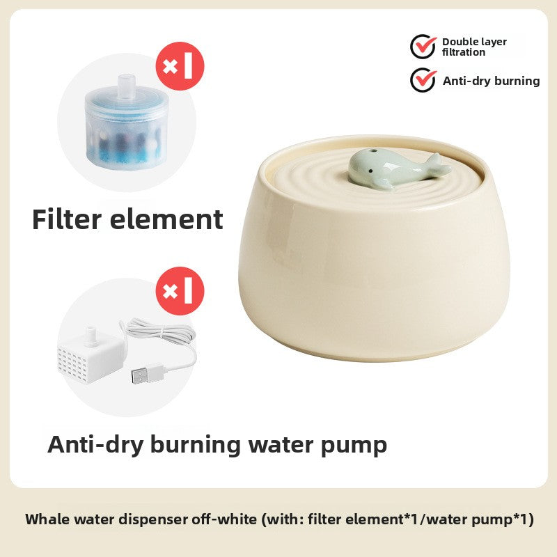 Automatic circulating filter water fountain for cats