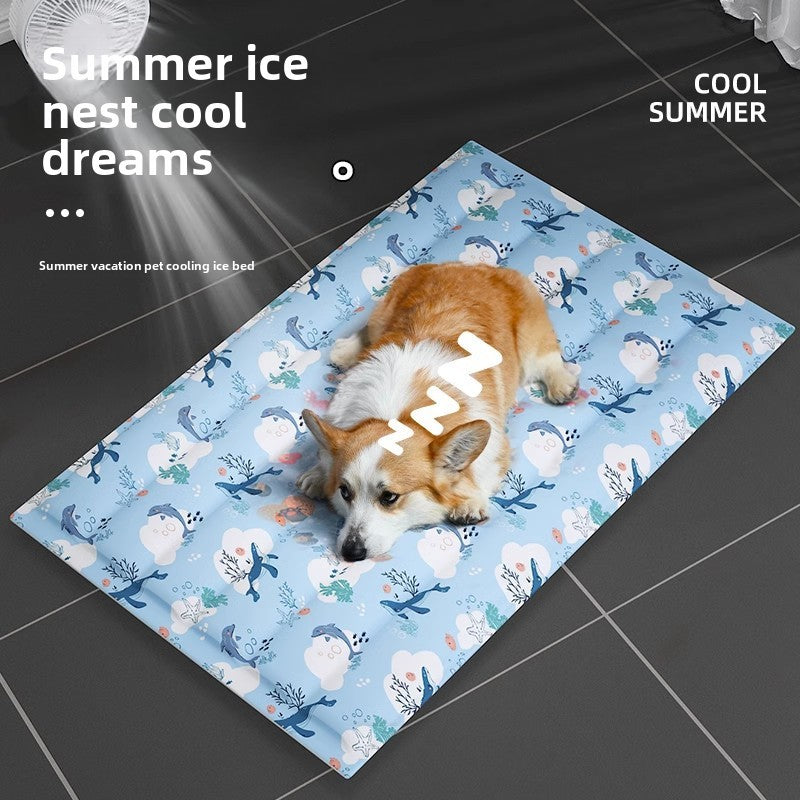 Oxford cloth gel pet cooling mat, shown in 15 colours and styles
