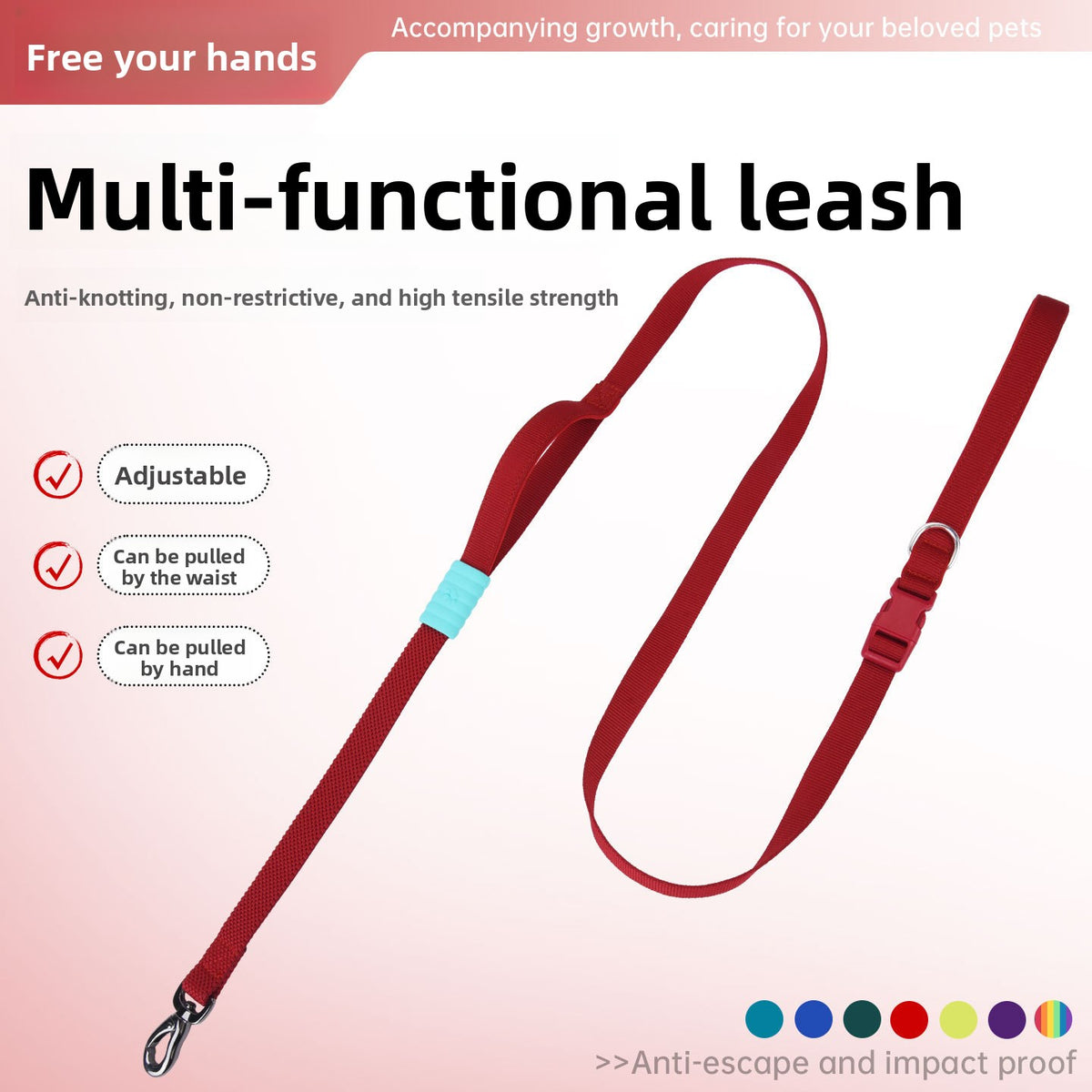 Hands-free crossbody dog lead in 5 colour options