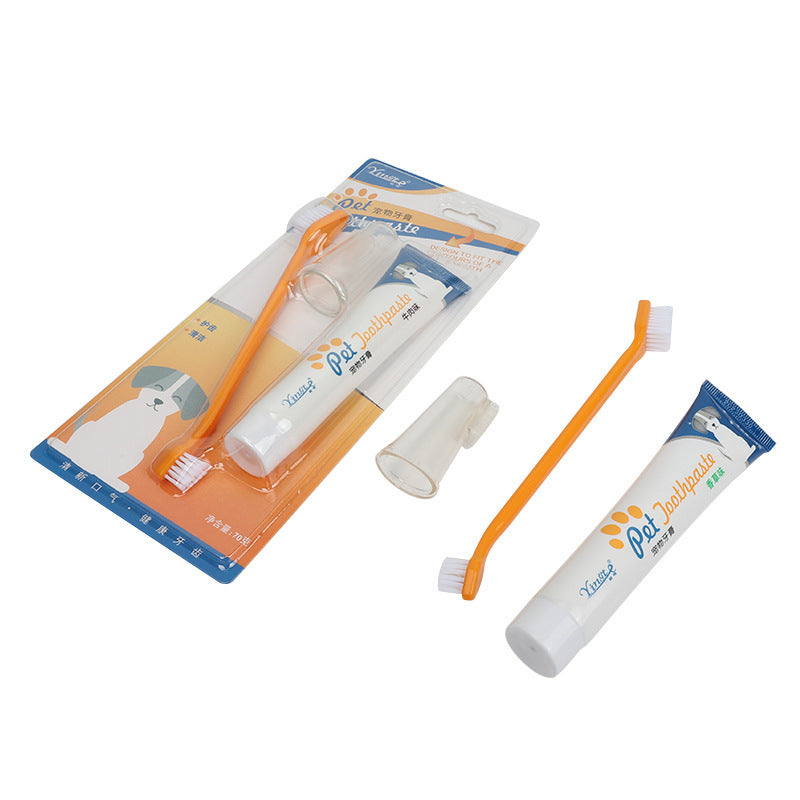 Pet Finger Toothbrush and Toothpaste Set, Vanilla or Beef Flavour