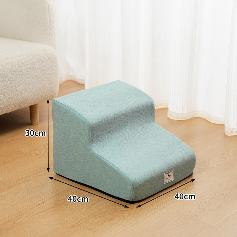 Washable anti-slip foam pet stairs in khaki fabric