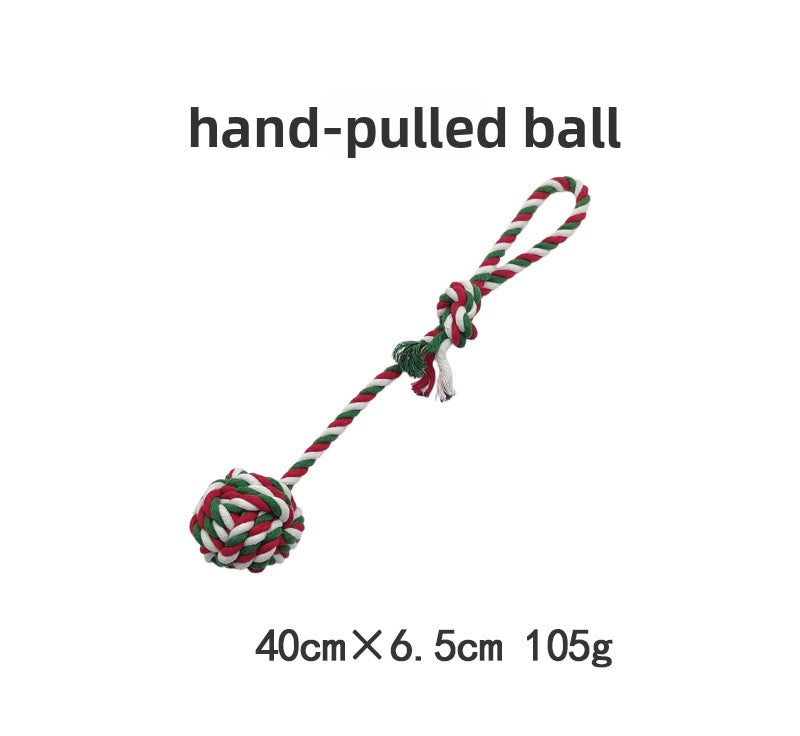 Christmas cotton rope dog toy set with knots for chewing and tug - view 11