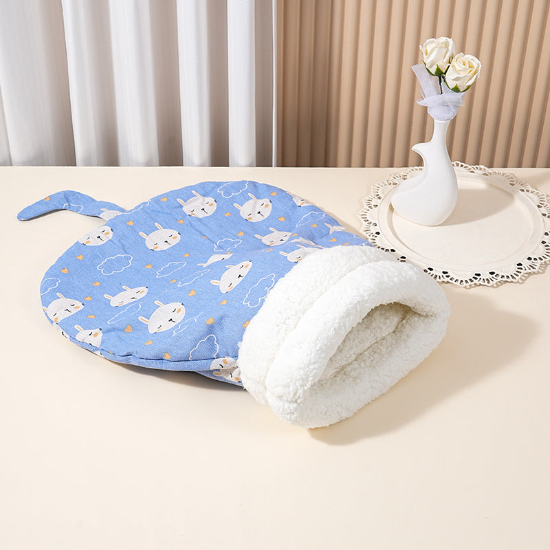 Warm plush tunnel sleeping bag bed for kittens and cats, product image 14