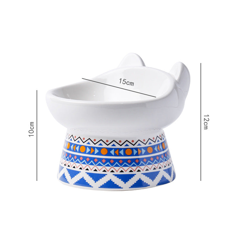 Ceramic Pet Bowl with Anti-Spill Design and Silicone Pad