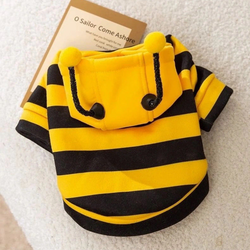 Little bee velvet lined pet sweatshirt for dogs, in Yellow Bee, image 2