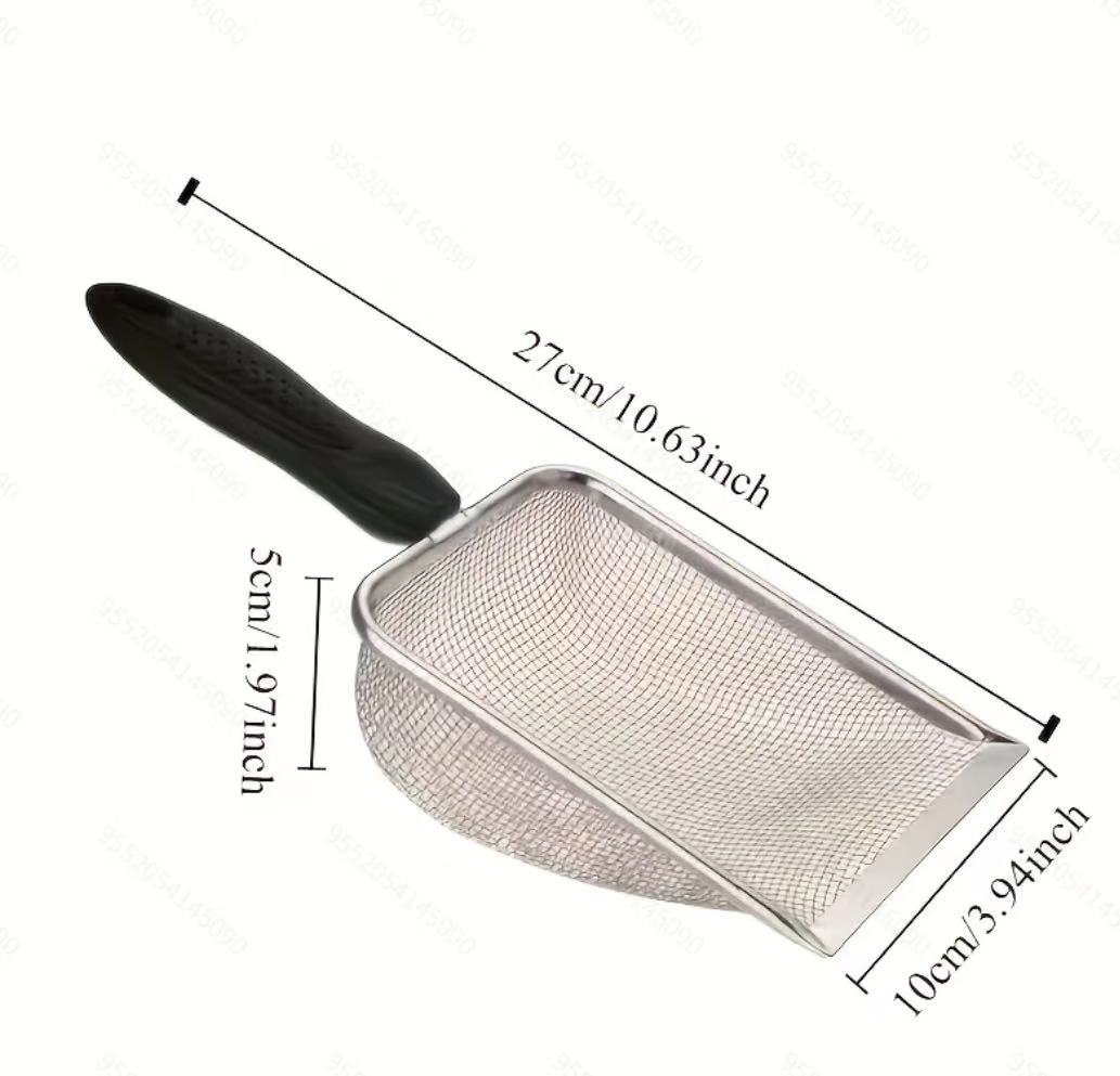 Stainless Steel Cat Litter Scoop with Ergonomic Handle, Fine Sifting