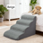 Grey soft foam dog stairs with removable cover, photo 19