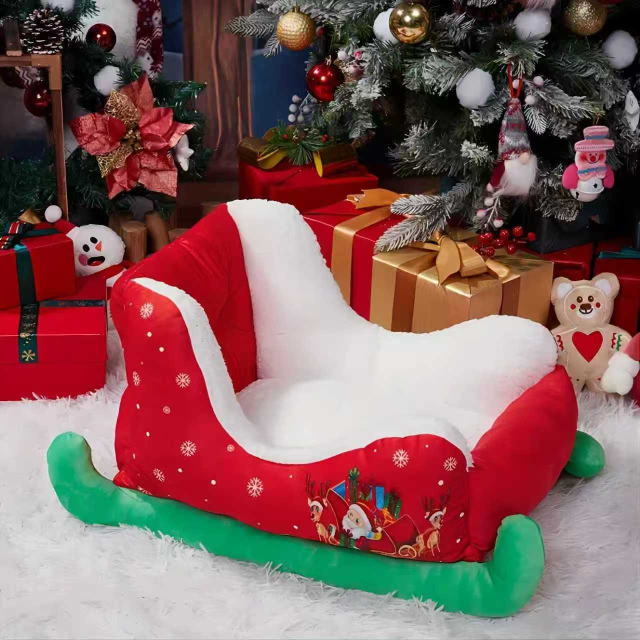 Red Christmas pet bed sofa for dogs and cats, view 2