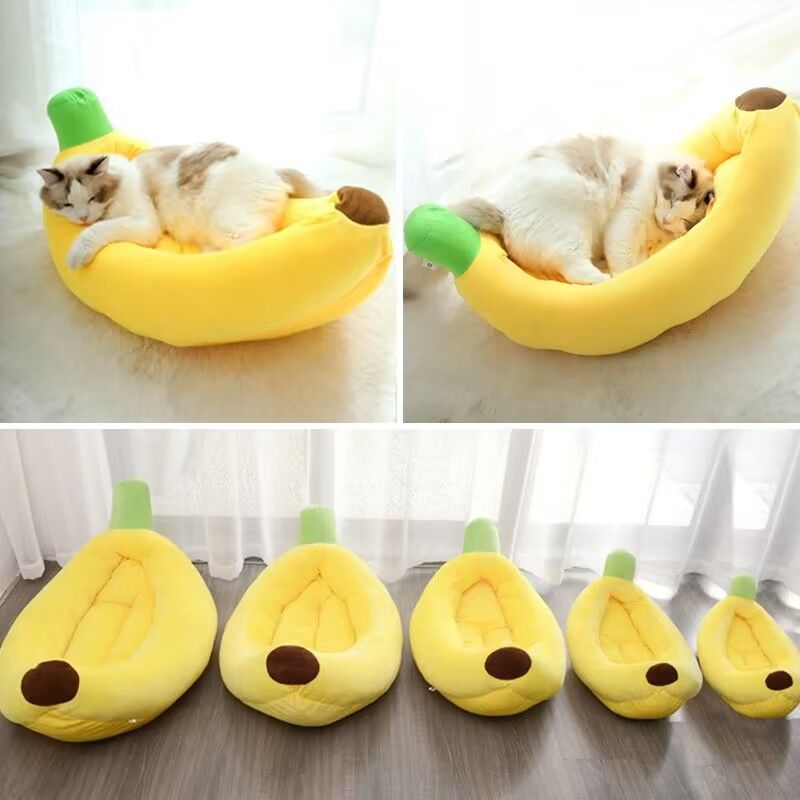 Banana shaped pet nest bed for cats and small dogs, photo 3 of 9