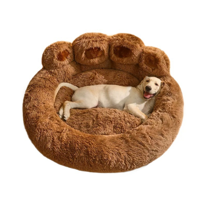 Bear Paw Shaped Pet Sofa Bed, Long Plush Nest for Cats and Dogs