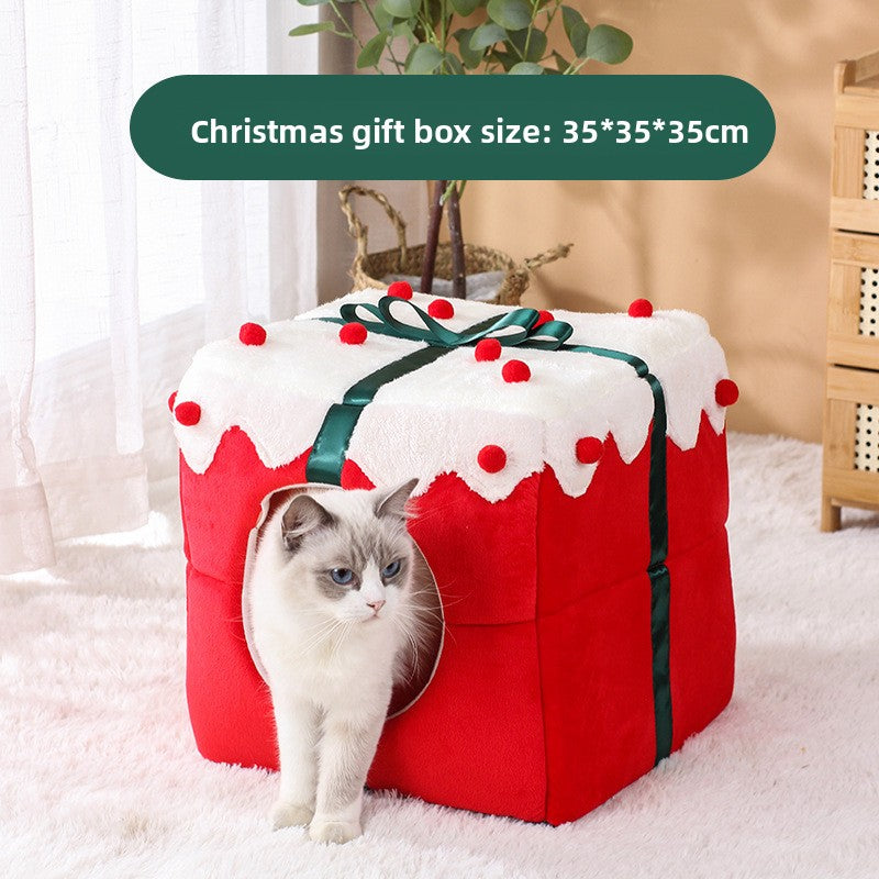 Fleece-lined Christmas pet house for cats and small dogs, additional product photo