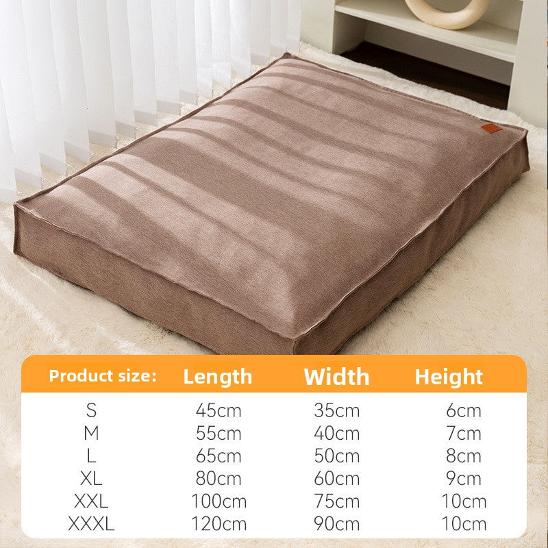 Warm padded pet mat in grey or brown, close-up detail view