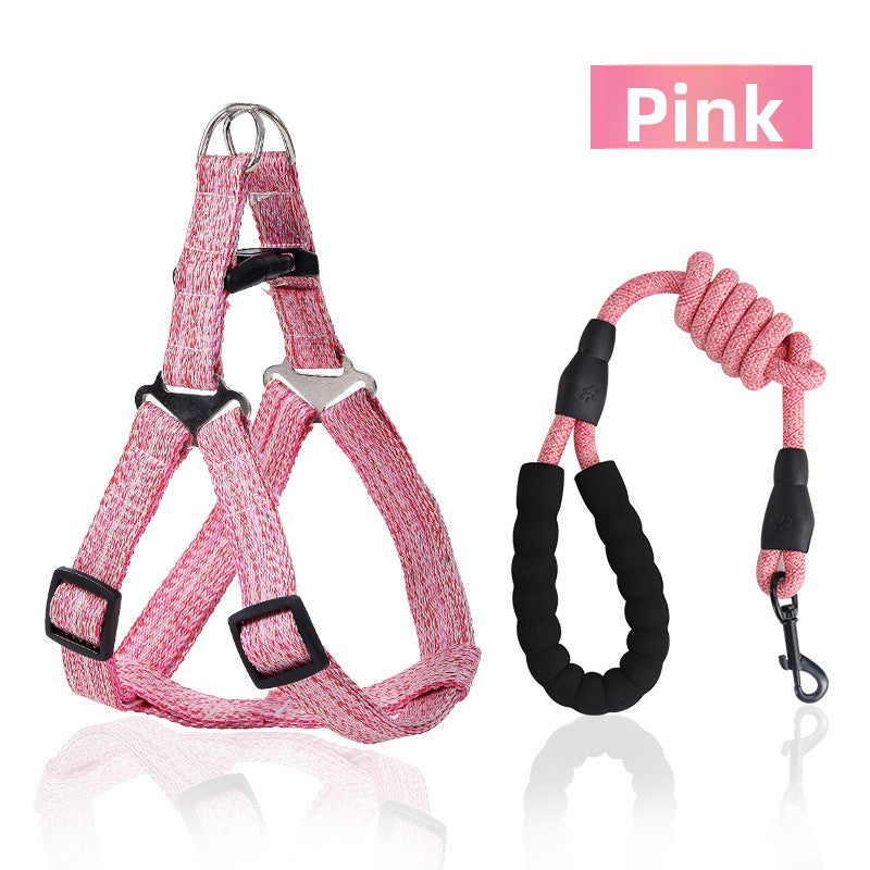 No pull dog harness and lead set in blue polyester