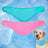 Dog wearing a two tone cooling bandana in sky blue
