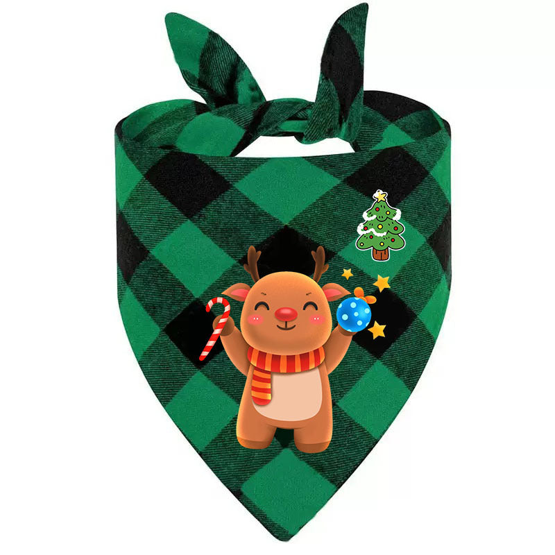 Christmas printed pet bandana for dogs and cats in Green Letters, material detail
