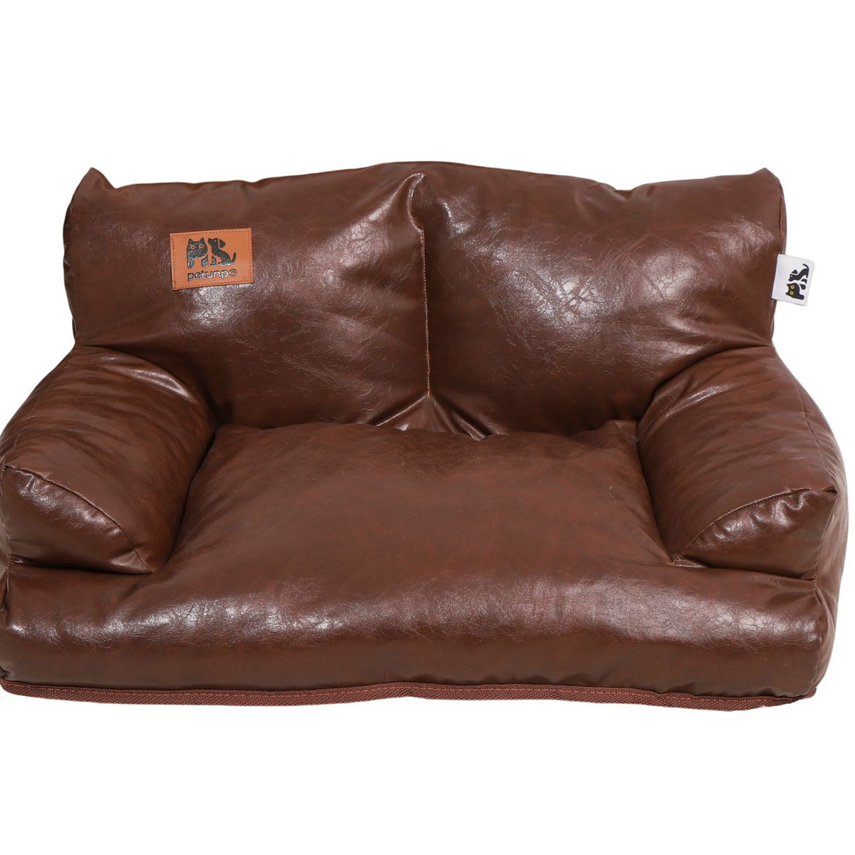 Waxed faux leather pet sofa bed with backrest for small dogs, photo 5 of 17