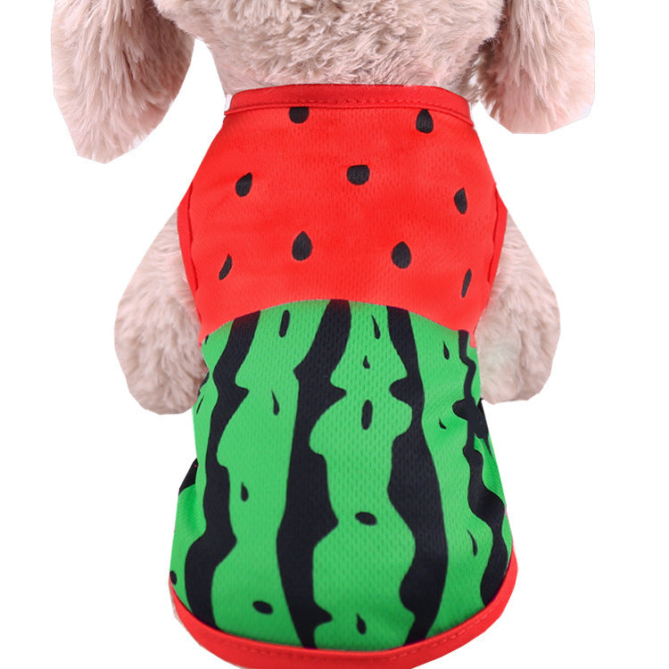 Breathable mesh summer pet vest for dogs and cats in Big Red Dots, material detail