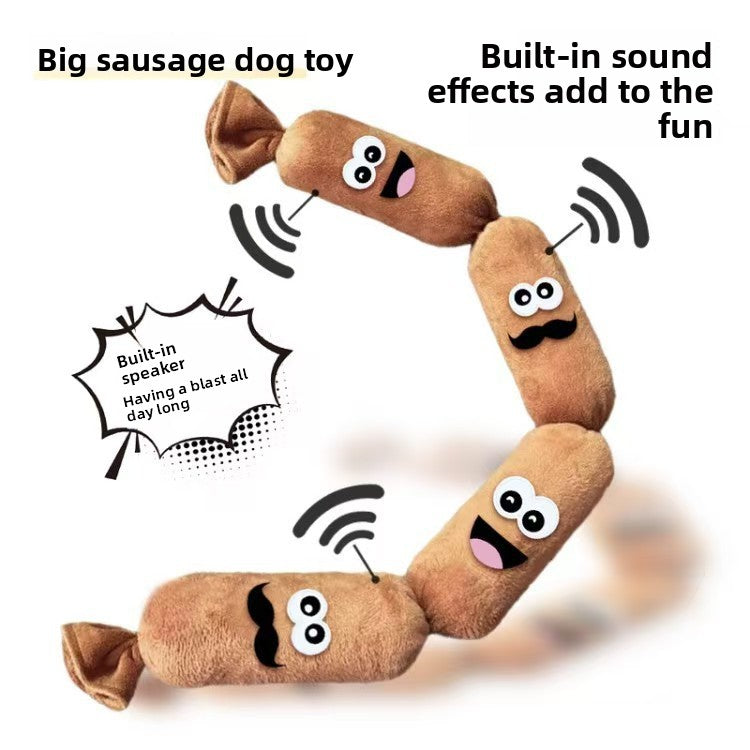 Press sound squeaky plush dog toy sausage or ball - photo 7
