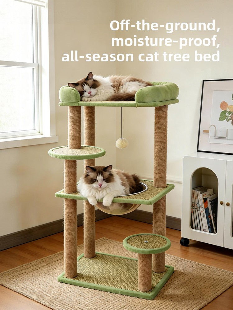 Two-tier oval sisal cat nest and climbing frame, main product photo