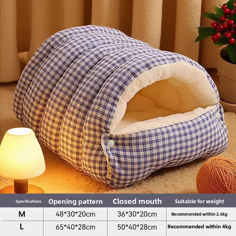 Warm enclosed pet nest and sleeping bag bed, photo 15 of 17
