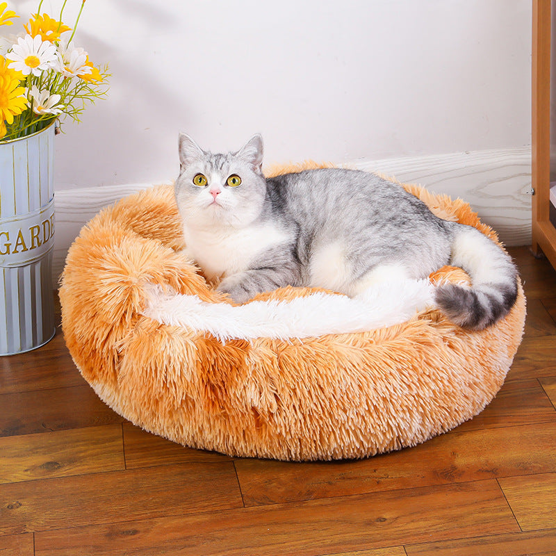 Winter Semi-Enclosed Cat Bed, 2-in-1 Warm Cave and Cushion